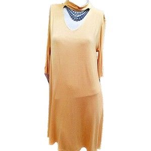 Mustard Color Womens Size L Tunic Soft Comfortable Lagenlook Keyhole Back